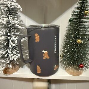 Starbucks Black Mug with Gingerbread Figures